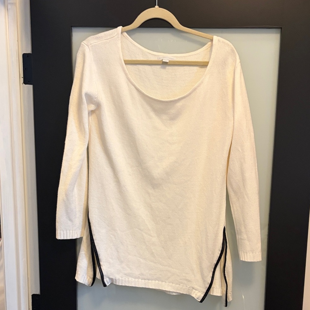 New York & Company Cream Tunic with Black Trim